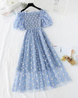 Small Daisies Embroidery Mesh Dresses
