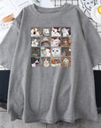 Dog Cat Print O-Neck T-Shirts