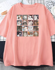 Dog Cat Print O-Neck T-Shirts