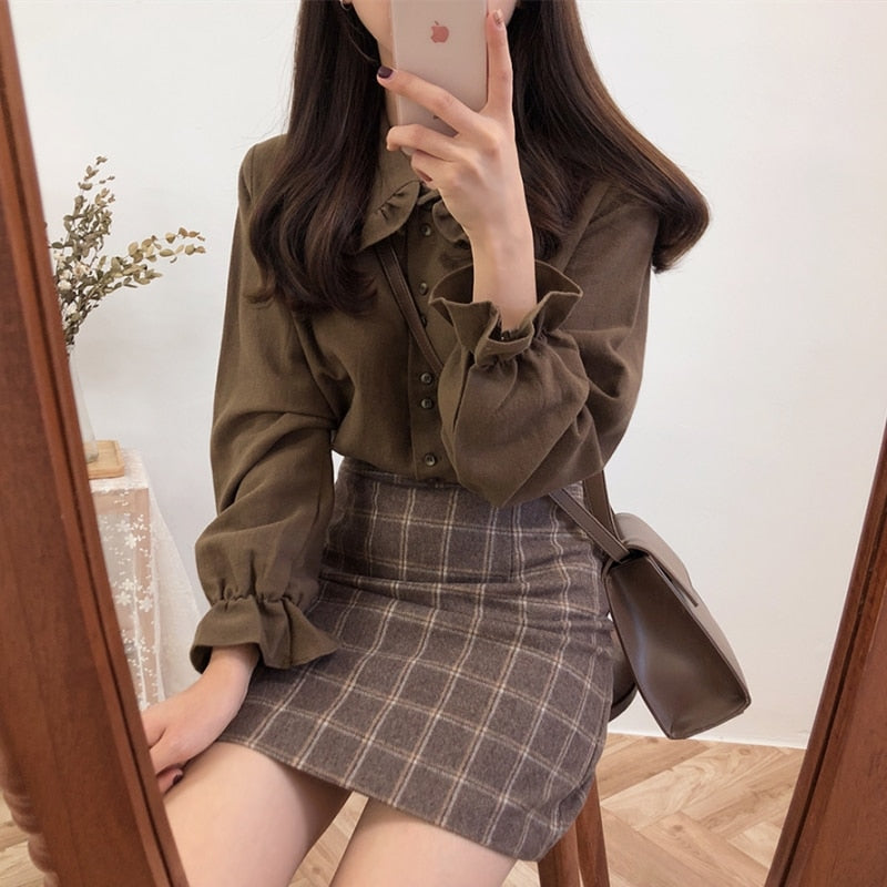 Korean Style Top And Skirt Set