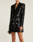 Double Lion Buttons Shawl Collar Glitter Blazers