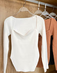 Square Neck Long Sleeve Sweaters