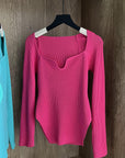 Square Neck Long Sleeve Sweaters