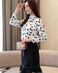 Long Sleeve Polka Dot Tops
