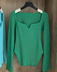 Square Neck Long Sleeve Sweaters