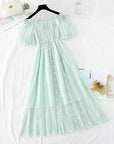 Small Daisies Embroidery Mesh Dresses
