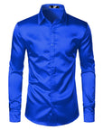 Men's Black Satin Luxury Dress Shirts