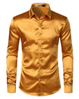 Men's Black Satin Luxury Dress Shirts
