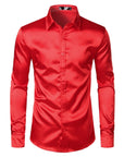 Men's Black Satin Luxury Dress Shirts