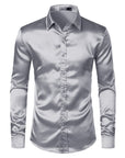 Men's Black Satin Luxury Dress Shirts