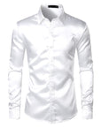 Men's Black Satin Luxury Dress Shirts