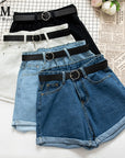 All Match Sashes Casual Women Denim Shorts