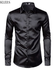 Men's Black Satin Luxury Dress Shirts