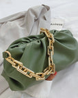 2021 Day Clutch Thick Gold Chains Dumpling Clip Purse Bag Women Cloud Underarm Shoulder Bag Pleated Baguette Pouch Totes Handbag