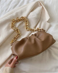 2021 Day Clutch Thick Gold Chains Dumpling Clip Purse Bag Women Cloud Underarm Shoulder Bag Pleated Baguette Pouch Totes Handbag