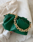 2021 Day Clutch Thick Gold Chains Dumpling Clip Purse Bag Women Cloud Underarm Shoulder Bag Pleated Baguette Pouch Totes Handbag