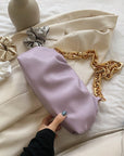 2021 Day Clutch Thick Gold Chains Dumpling Clip Purse Bag Women Cloud Underarm Shoulder Bag Pleated Baguette Pouch Totes Handbag