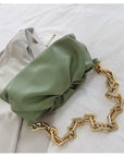 2021 Day Clutch Thick Gold Chains Dumpling Clip Purse Bag Women Cloud Underarm Shoulder Bag Pleated Baguette Pouch Totes Handbag
