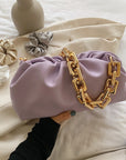 Solid Color Pleated Tote Bag