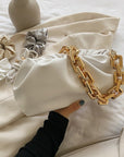 Solid Color Pleated Tote Bag