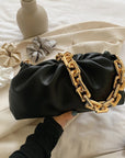 Solid Color Pleated Tote Bag