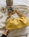 Solid Color Pleated Tote Bag