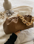 Solid Color Pleated Tote Bag
