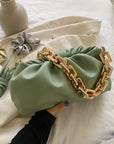 Solid Color Pleated Tote Bag