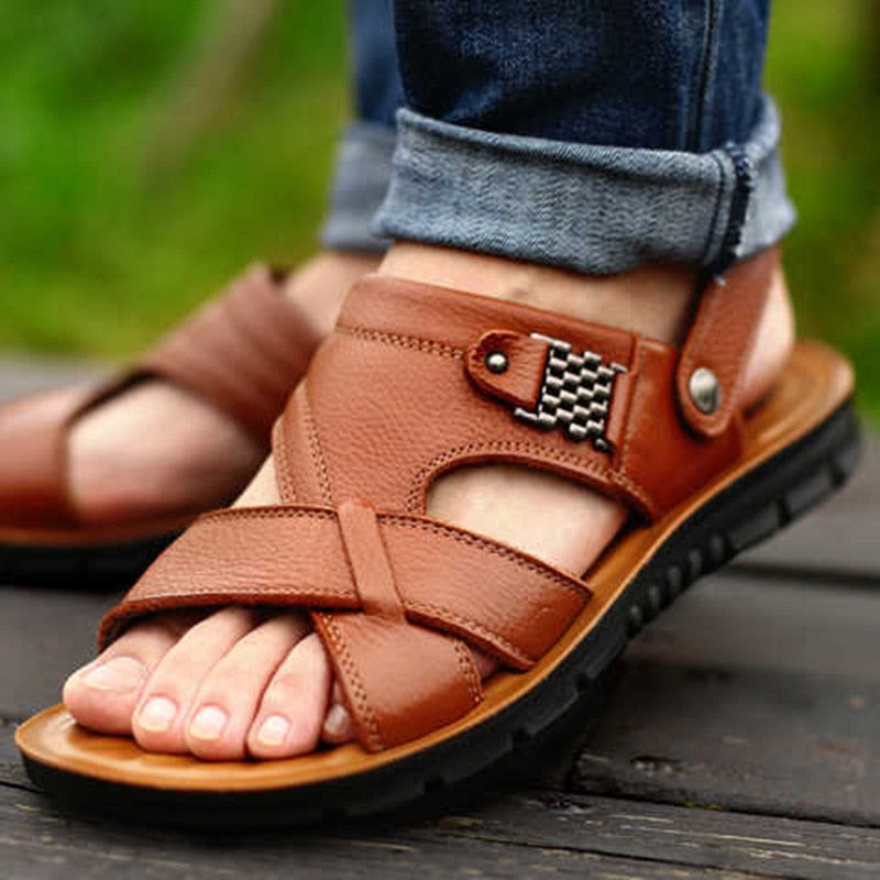 Men Leather Sandals Summer Classic Shoes