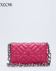Soft Gold Metal Chain Pu Leather Armpit Bag