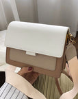 LEFTSIDE Contrast color Leather Crossbody Bags