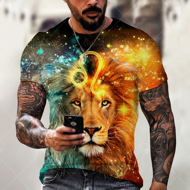 Men Fashion Trend 3D printing Tiger Men  T-Shirt
