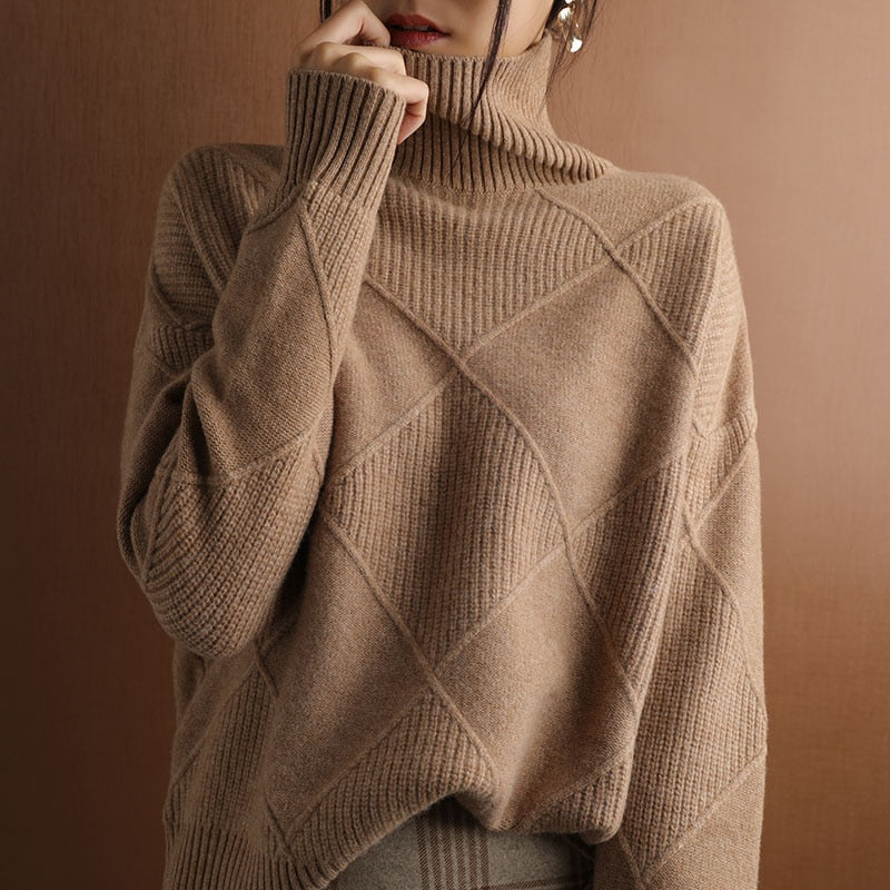 Turtleneck Solid Color Sweater