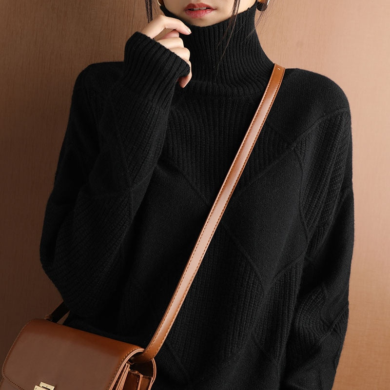 Turtleneck Solid Color Sweater