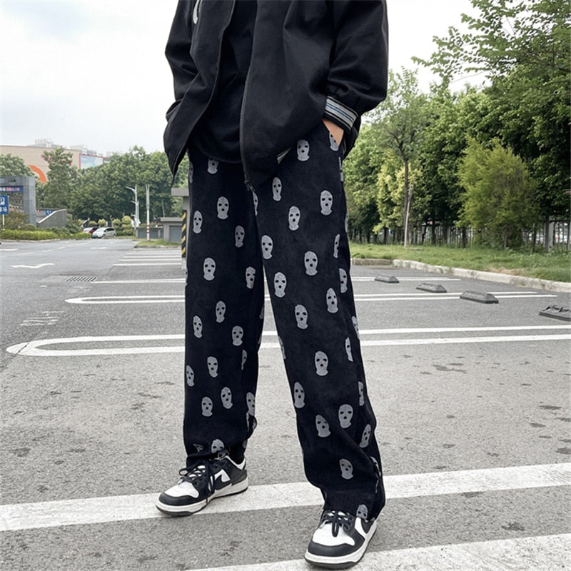 Printed Drawstring Baggy Pants