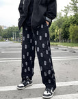 Printed Drawstring Baggy Pants