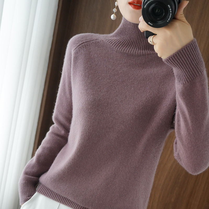 Turtleneck Pure Color Casual Sweater