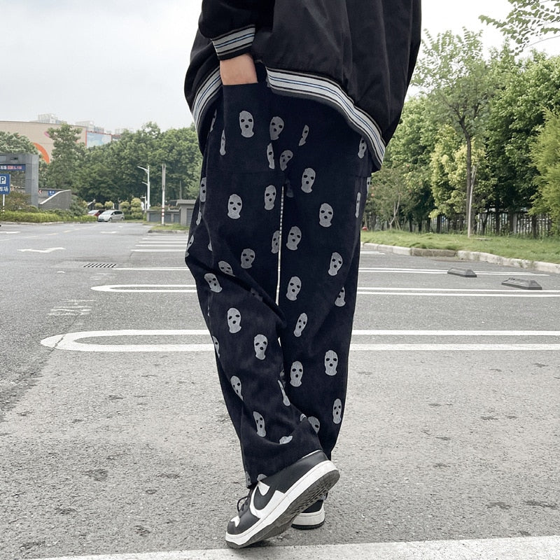 Printed Drawstring Baggy Pants