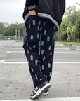 Printed Drawstring Baggy Pants