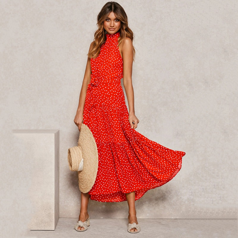 Summer Polka Dot Long Dresses