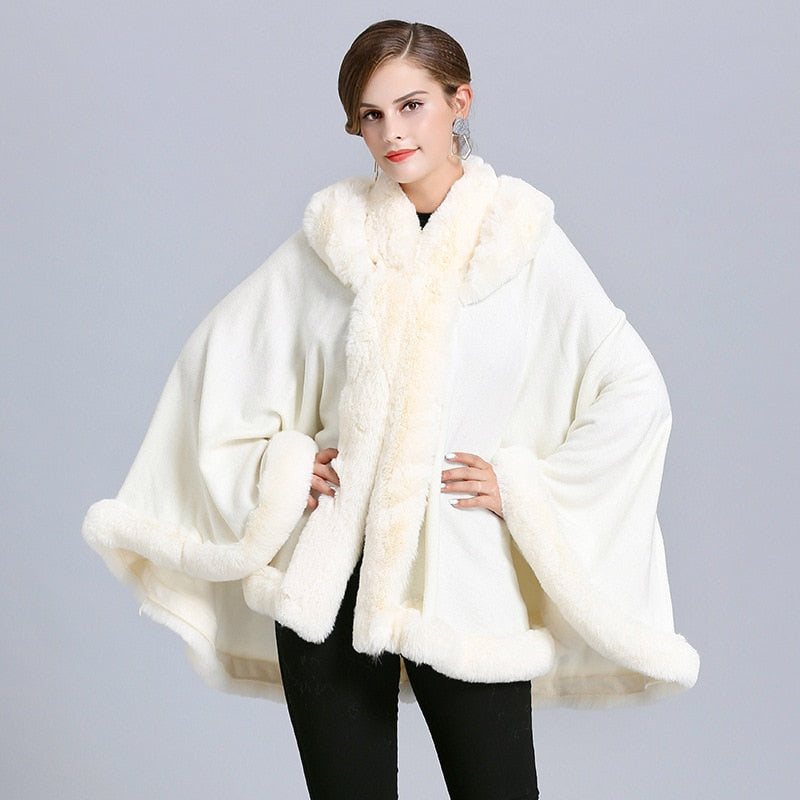 Faux Fur Neck Knitted Coat