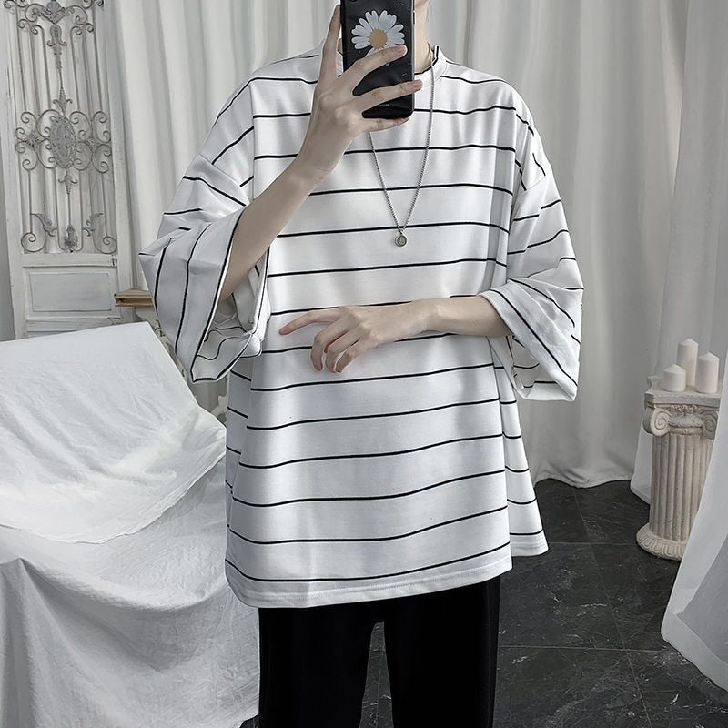 Korean Style Oversized Striped T-Shirt