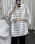 Korean Style Oversized Striped T-Shirt