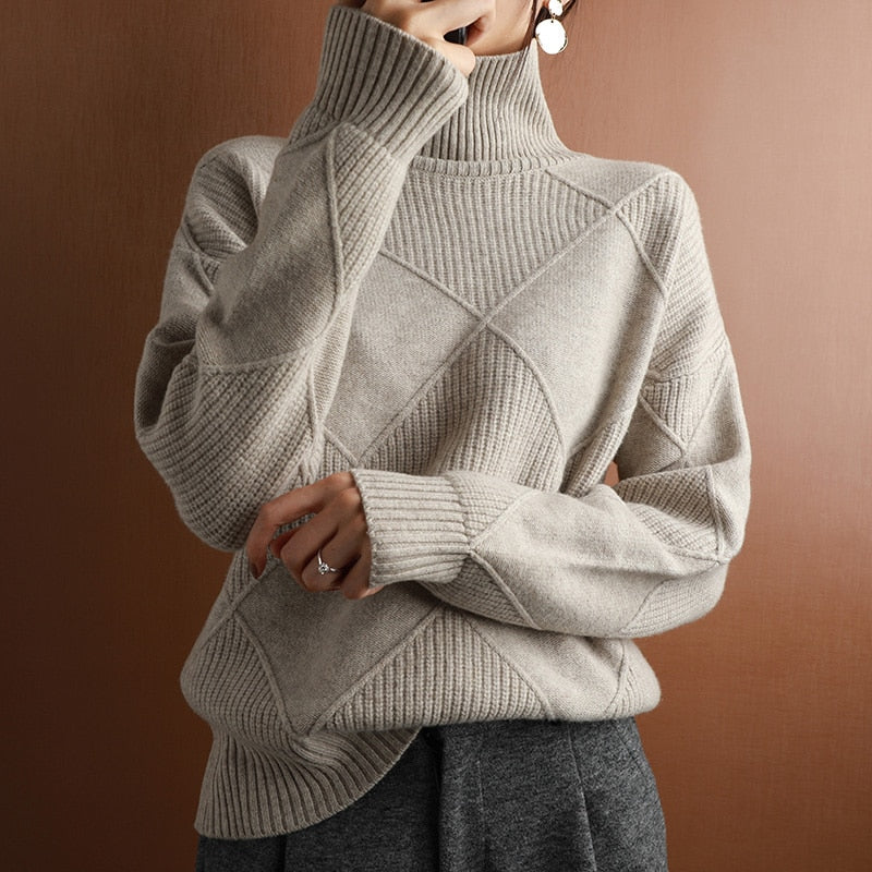 Turtleneck Solid Color Sweater