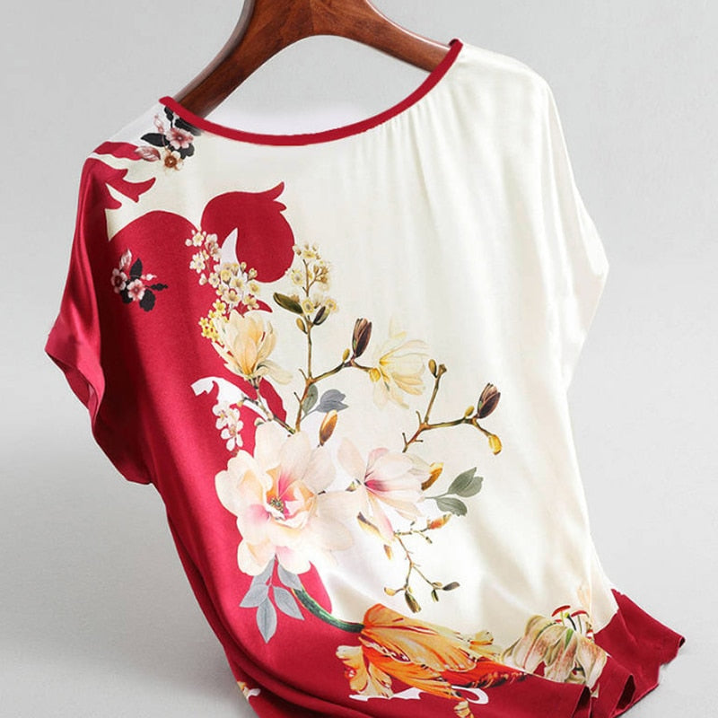 Floral Print Short Sleeve Tops