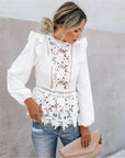 Long Sleeve Floral Lace Tops