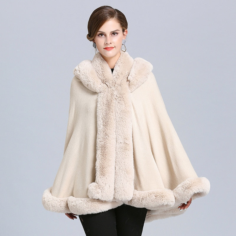 Faux Fur Neck Knitted Coat