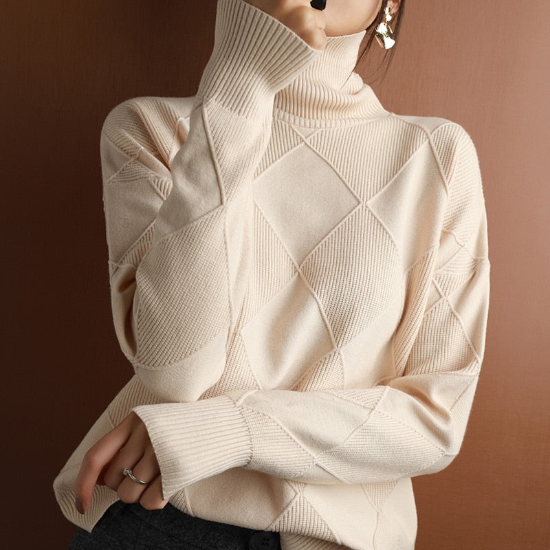 Turtleneck Solid Color Sweater