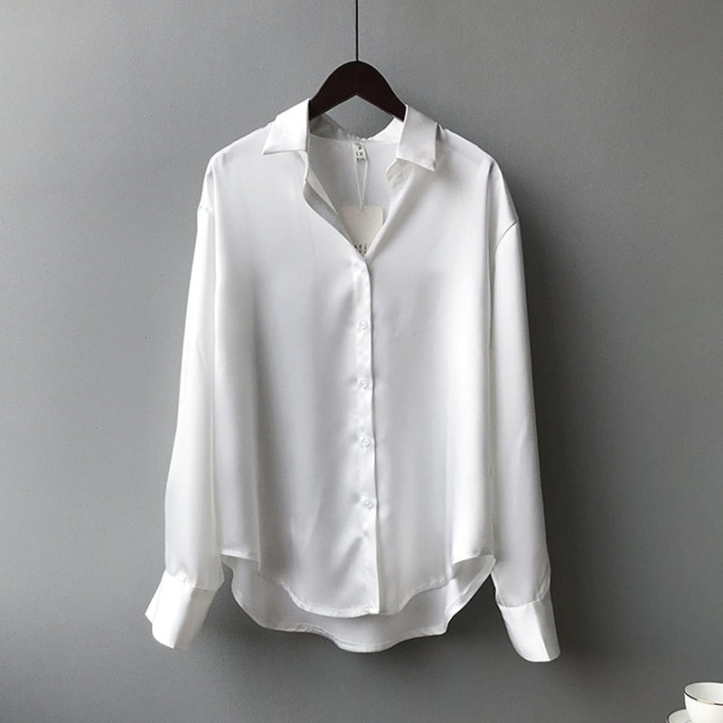 Long Sleeve Silk &amp; Satin Shirts