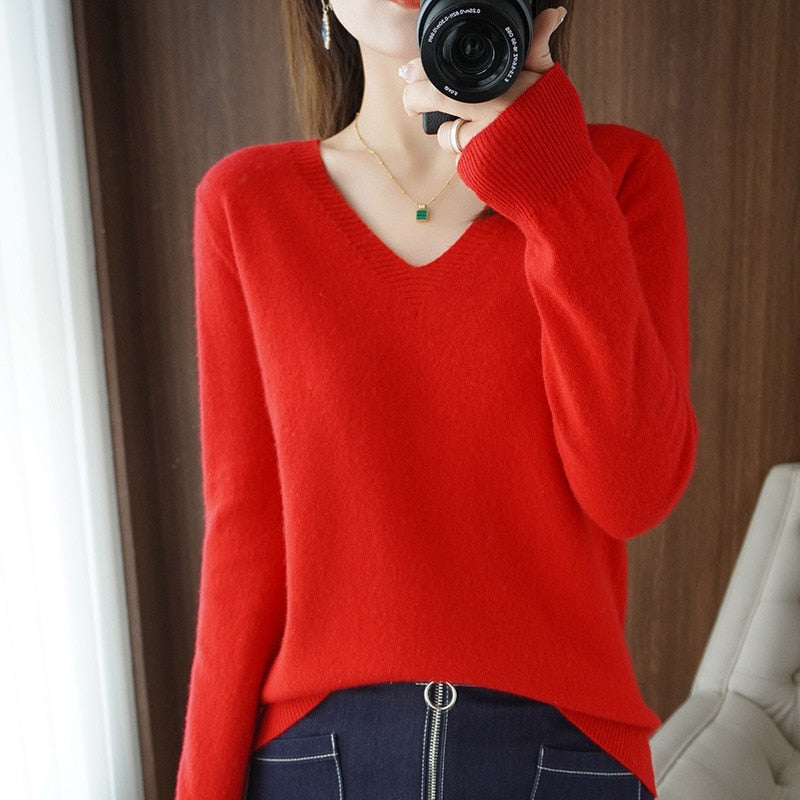 V-Neck Slim Fit Soft Sweaters